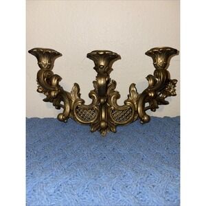 Gold 3 Arm Candle Wall Sconce Syroco 4002 Hollywood Regency MCMLXVI - 1966